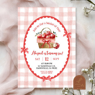 Quirky Hand Gezeichnet Illustration Apple Girl Bir Einladung