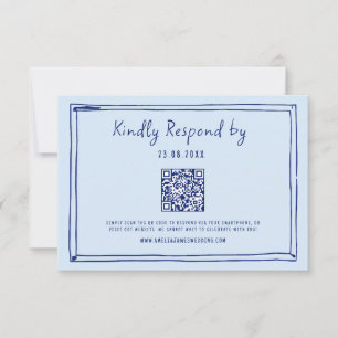 Quirky Hand Written QR Code Hochzeit RSVP Karte