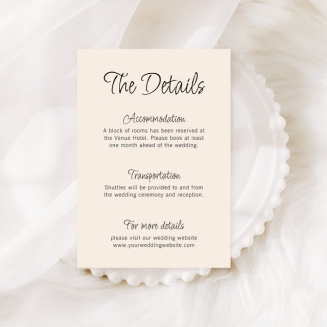 Quirky-handgeschriebene Hochzeitdetails Begleitkarte (Von Creator hochgeladen)
