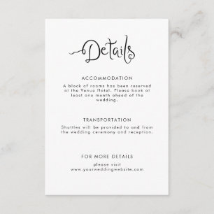 Quirky-handgeschriebene Hochzeitdetails Begleitkarte