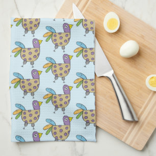 Quirky Hen Doodle Pattern Geschirrtuch
