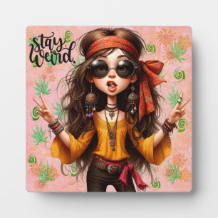 Quirky Hippie Chic Weird Tabletop Plaque mit Easel Fotoplatte