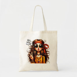 Quirky Hippie Lady Bleibe Weird Tote Bag Tragetasche