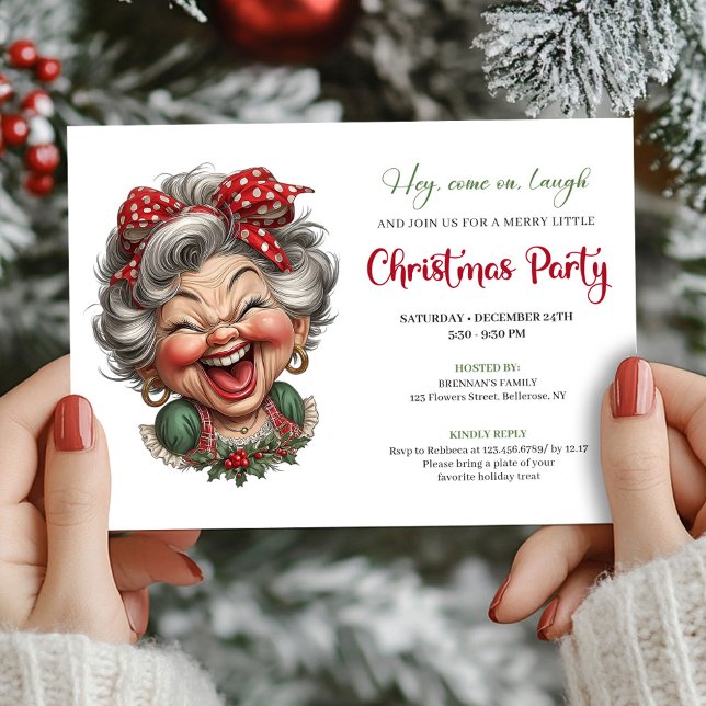 Quirky Holiday Grandma Fun Christmas Party Invite Einladung (Quirky Holiday Grandma Fun Christmas Party Invite)