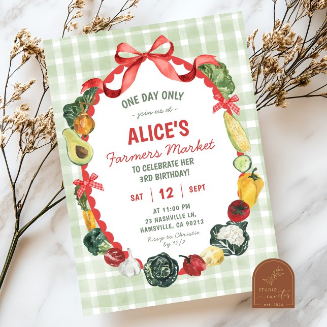 Quirky Illustration Bauern Market Birthday Einladung (Von Creator hochgeladen)