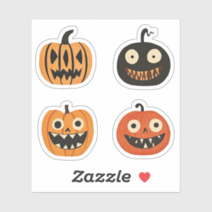 Quirky Jack-o-Laternen Halloween Pumpkins Aufkleber