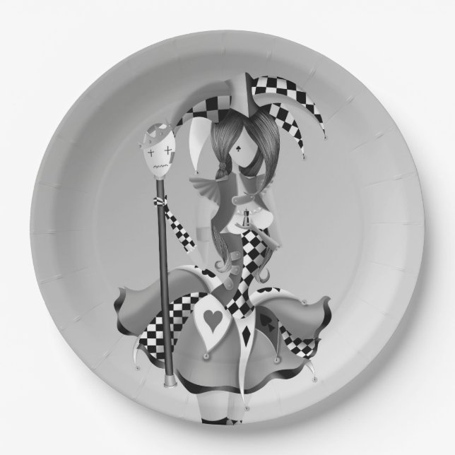 Quirky Jester & Puppet King Paper Plate Pappteller (Vorderseite)