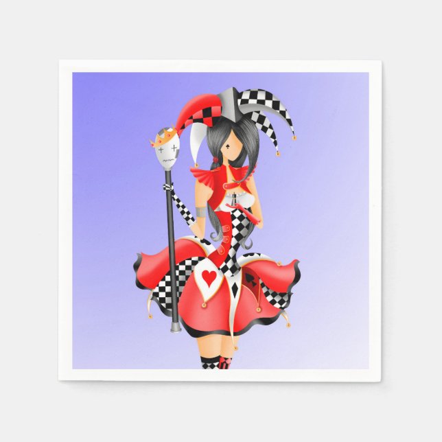 Quirky Jester und Marionettenkönig Serviette (Vorderseite)