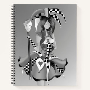 Quirky Jester und Puppet King grau Notizbuch