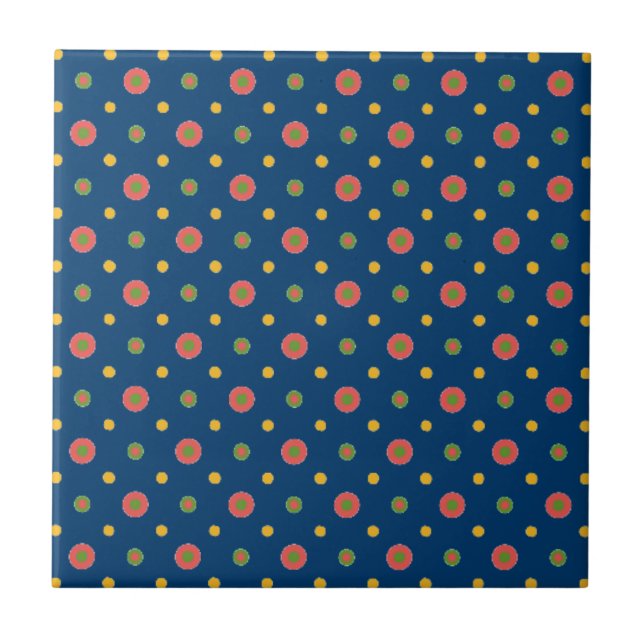Quirky Jumbo Polka Dots auf Navy Blue Keramik Tile Fliese (Vorderseite)