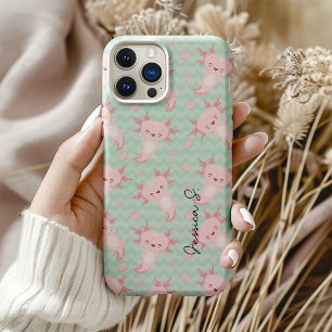 Quirky Kawaii Axolotl Pattern iPhone 16 Pro Hülle