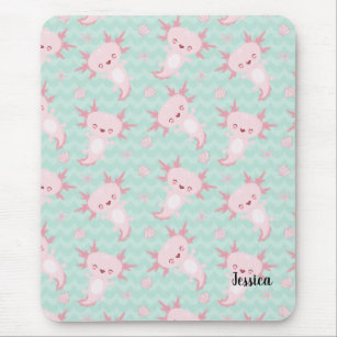 Quirky Kawaii Axolotl Pattern Mouse Pad Mousepad