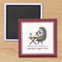 Quirky Kitchen Deco Funny Porcupine Wine Magnet