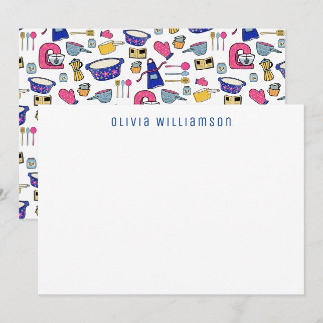 Quirky Kitchen Utentils Cake Maker, Koch Notecard Mitteilungskarte (Vorne/Hinten)