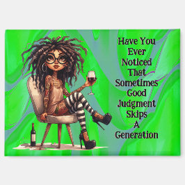 Quirky Lady Tattoo & Wine Judge Magnet