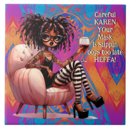 Quirky Lady Tattoo & Wine Karen Keramik Tile Fliese
