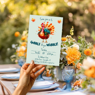 Quirky Light Green Watercolor Türkei Erntedank Einladung