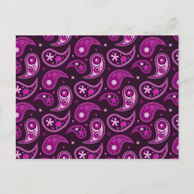 Quirky Lila Paisley Postkarte (Vorderseite)