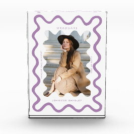 Quirky Lila Wavy Line Graduate Keepake Fotoblock