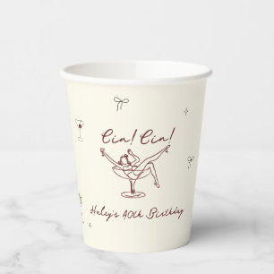 Quirky Maroon Hand Drawn Cin Cin Martini Pappbecher