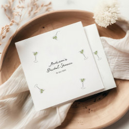 Quirky Martini Bow Hand Drawn Brautparty Serviette