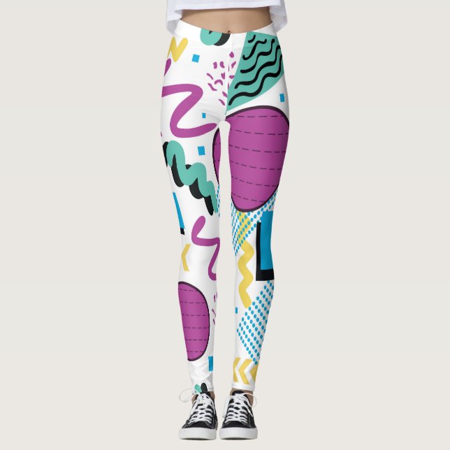 Quirky Memphis Pastel Design Leggings (Vorderseite)