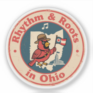 Quirky Midwest Pride Kardinal mit Ohio Flag Aufkleber