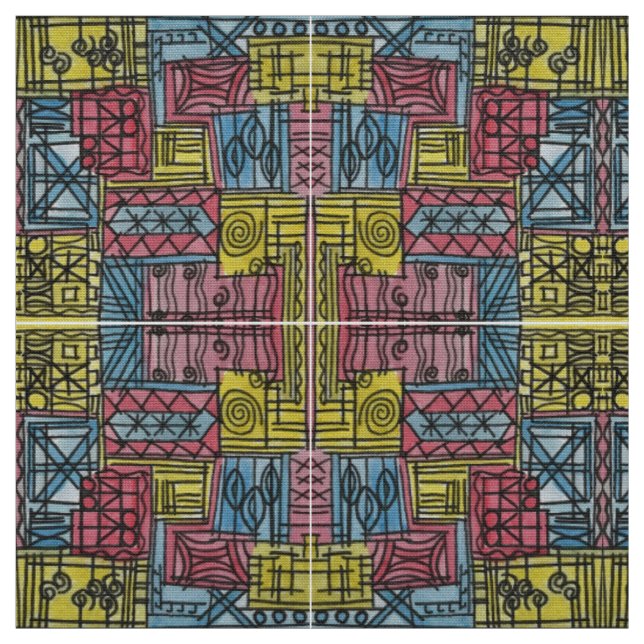 Quirky-Modern Bauhaus Geometrisches Muster Stoff (Muster)