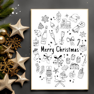 Quirky Modern One Foto Black & White Xmas Card Einladung