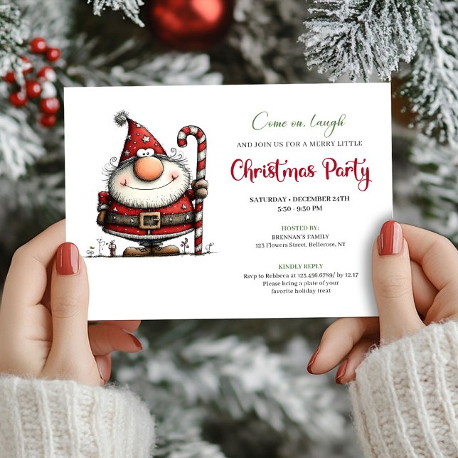 Quirky Modern Santa Claus Holiday Party Invite Einladung (Quirky Modern Santa Claus Holiday Party Invite)