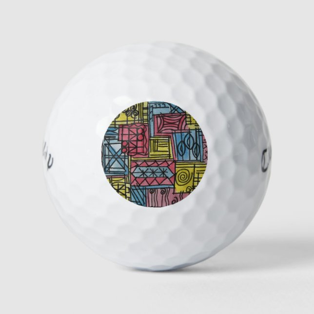 Quirky-Modern-Wasserfarben-Kunst Golfball (Vorderseite)