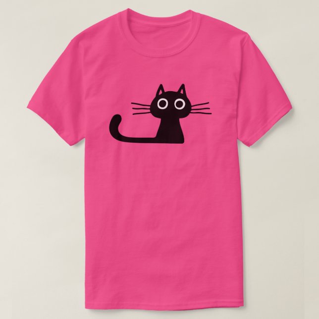 Quirky Niedlich Black Kitty Cat mit Long Whiskers T-Shirt (Design vorne)