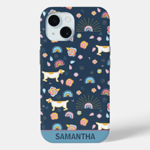 Quirky Niedlich Hunde Regenbogenmuster Blau Person Case-Mate iPhone Hülle