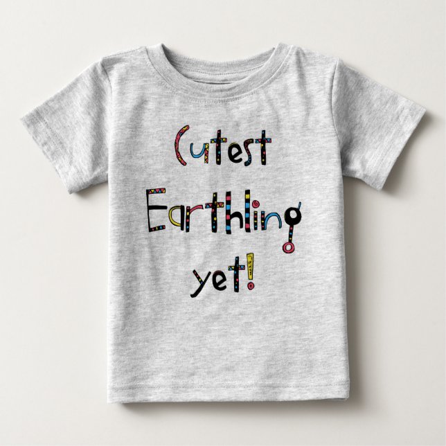 Quirky Niedlicher Erdling Fast! Rot-Gelb Baby T-shirt (Vorderseite)