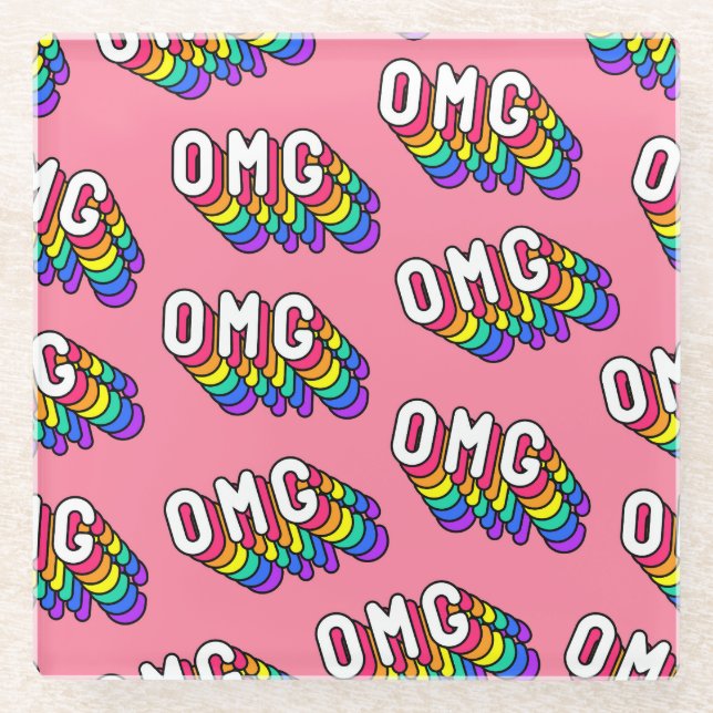 Quirky OMG Pink Comic-Tapete Glasuntersetzer (Vorderseite)
