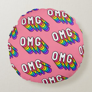 Quirky OMG Pink Comic-Tapete Rundes Kissen