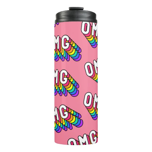 Quirky OMG Pink Comic-Tapete Thermosbecher (Vorderseite)
