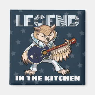 Quirky Owl Legend In The Kitchen Rock Star Artwork Magnet