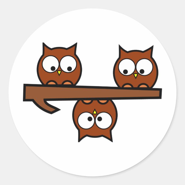 Quirky Owls Runder Aufkleber (Vorderseite)