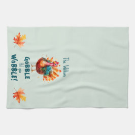 Quirky Peach Watercolor Türkei Erntedank Geschirrtuch