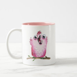 Quirky Pink Chirping Bird Collectible Zweifarbige Tasse