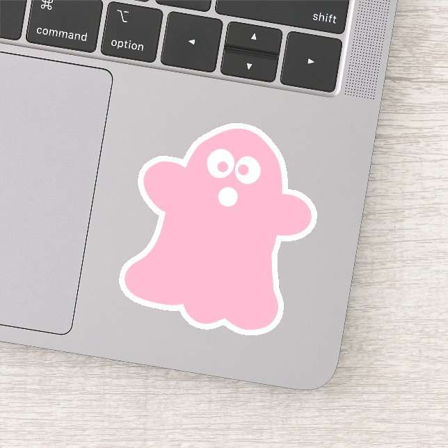 Quirky Pink Halloween Ghost Aufkleber (Detail)