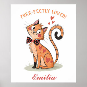 Quirky Playful Pet Cat - Niedlich Doodle Bowtie Ki Poster