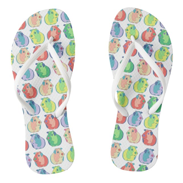 Quirky Pop Art Guinea Pig Farbiges Muster Flip Flops (Fußbett)
