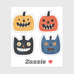 Quirky Pumpkins Spooky Niedlich Halloween Aufkleber