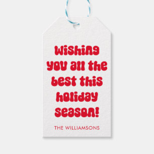 Quirky Red Typografy Retro Christmas Personalisier Geschenkanhänger