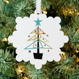 Quirky Retro Abstrakter Weihnachtsbaum Mitte Jahrh Ornament Karte