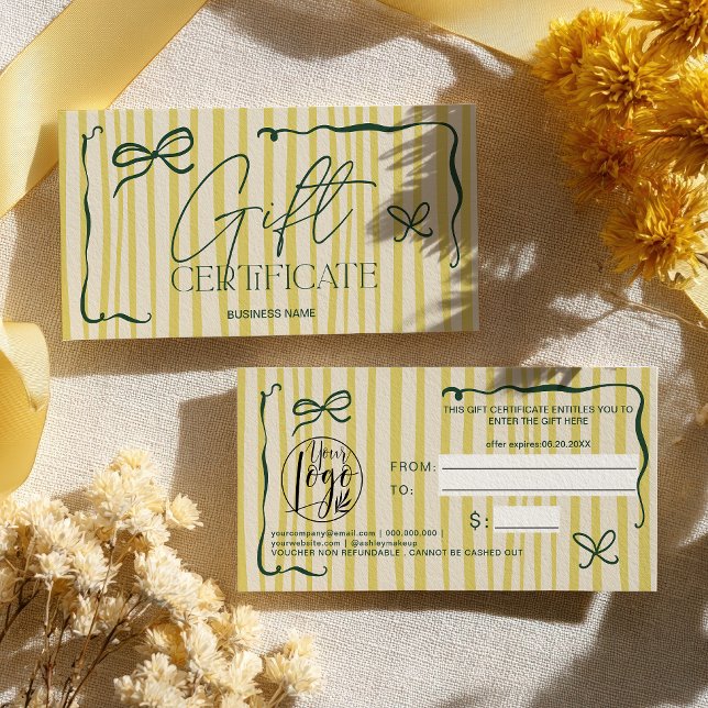 Quirky Retro Citrus HandDrawn Bow Gift Certificate (Quirky Retro Citrus Hand Drawn Bow Gift Certificate)