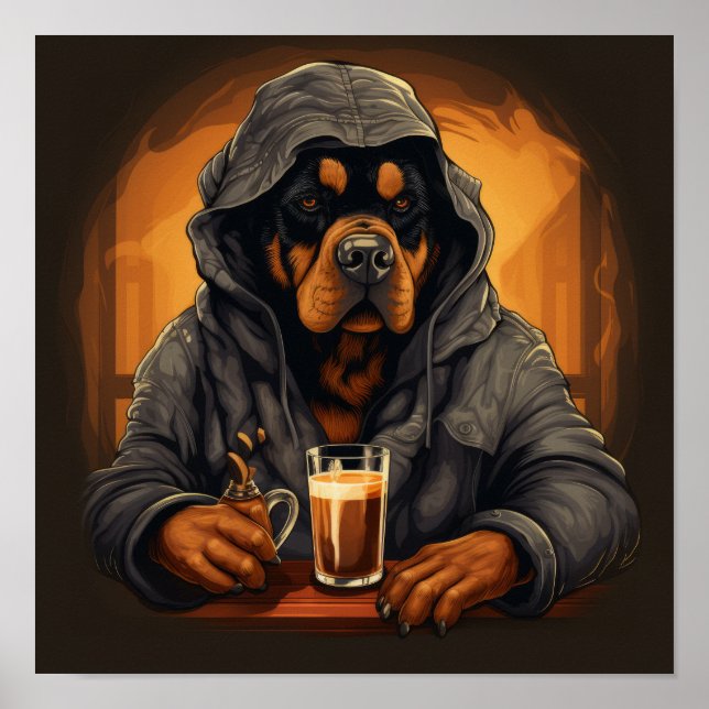 Quirky Rottweiler Karikaturenposter - Leichtigkeit Poster (Vorne)