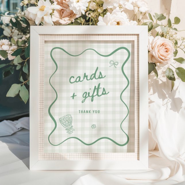 Quirky Sage Green Gingham Cards & Geschenke Poster (Von Creator hochgeladen)